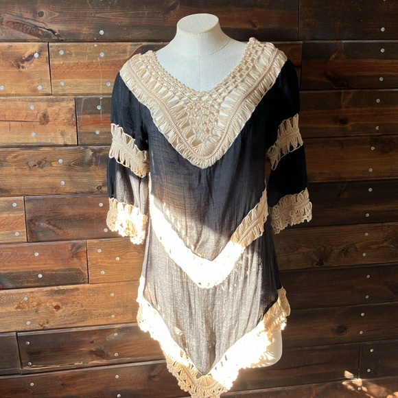 Boho Crochet Black Top - Picture 4 of 14